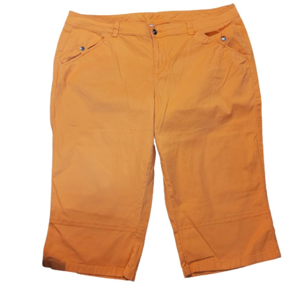 Venezia Sz 26 Orange Cropped High Rise Cotton Capri Plus Size Pants
